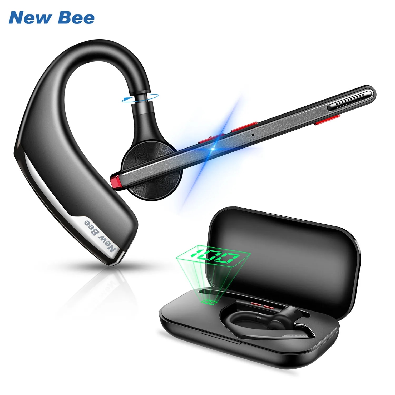 Open Ear Air Conduction Headphones - ใหม่หูฟังบลูทูธ5.2ไร้สายพร้อมไมค์คู่, หูฟังธุรกิจแฮนด์ฟรีพร้อมไมค์ CVC8.0ตัดเสียงรบกวนหูฟังธุรกิจ
