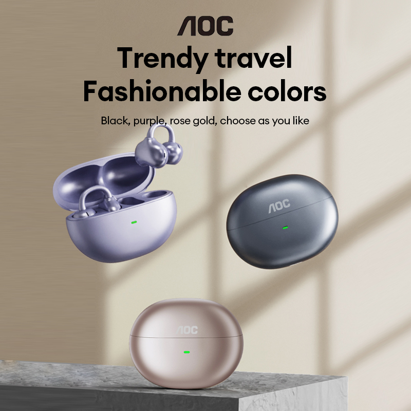 Headphones - AOC ACD2544 หูฟังบลูทูธไร้สายแบบหนีบหู หูฟังแบบเปิดหู เสียงสเตอริโอรอบทิศทาง ดีเลย์ต่ำ