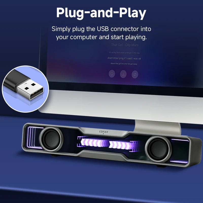 Rgb Computer Soundbar For Pc - ลำโพงคอมพิวเตอร์ Edifier QS30 แบบมินิ พร้อมระบบเสียงซาวด์บาร์ เชื่อมต่อผ่าน