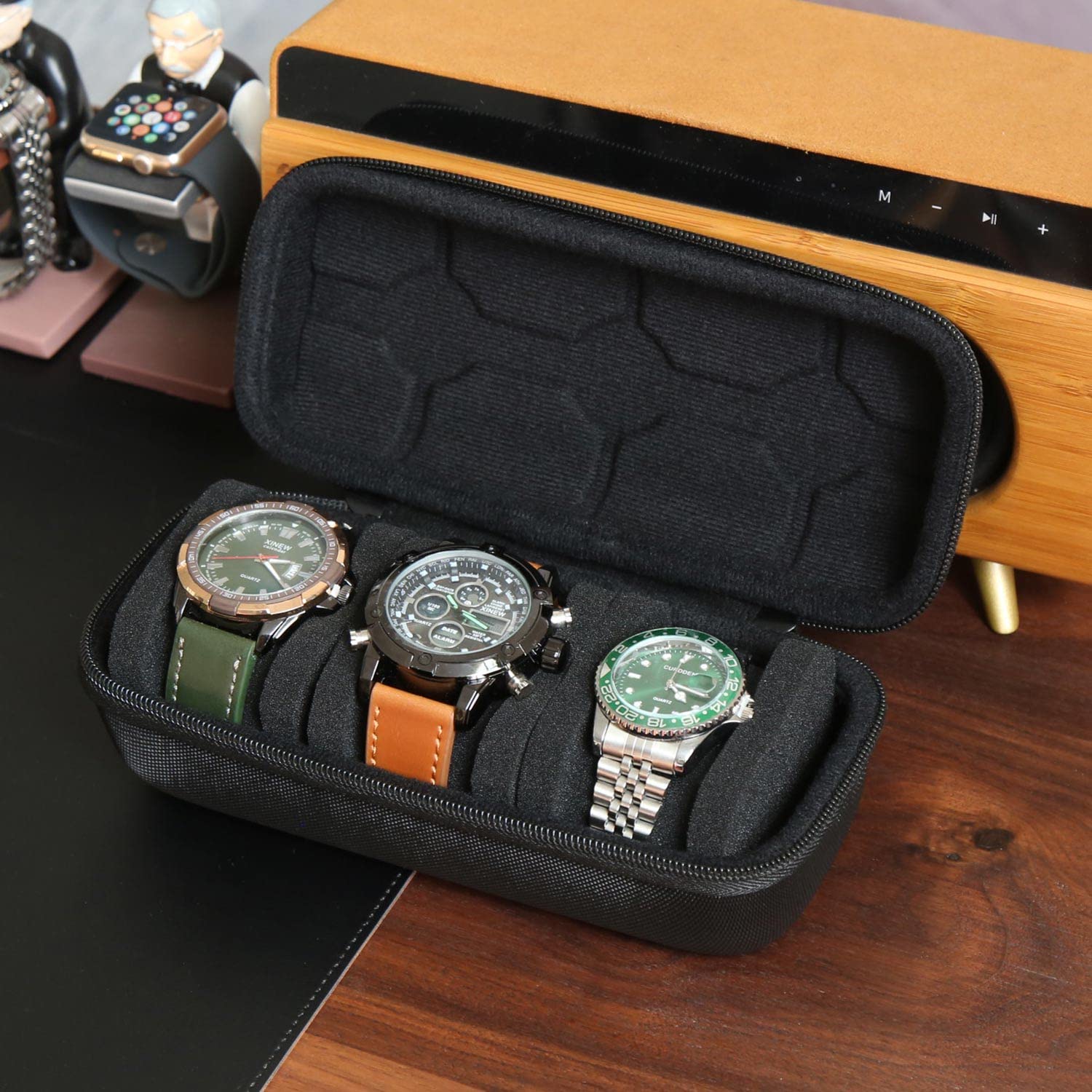 Smartwatches - กล่องใส่นาฬิกาสําหรับผู้ชายหรือผู้หญิง,นาฬิกากระเป๋าเดินทางแบบพกพานาฬิกาผู้ถือจอแสดงผลสําหรับนาฬิกาข้อมือและนาฬิกาสมาร์ท