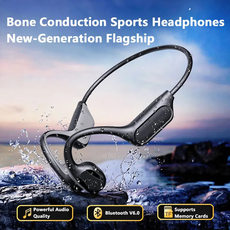 Bone Conduction Running Headphones - ใหม่ IPX8 กีฬาหูฟังบลูทูธแบบนำเสียงผ่านกระดูกเสียงไฮไฟบลูทูธ 6.0 หูฟังไร้สายพร้อมไมโครโฟนสำหรับว่ายน้ำวิ่ง