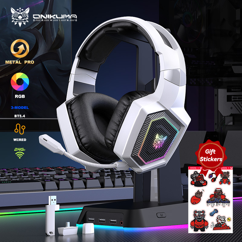 Gaming Headset With Mic Rgb - ONIKUMA ชุดหูฟังไร้สาย 2.4GHz สําหรับ PS5 PS4