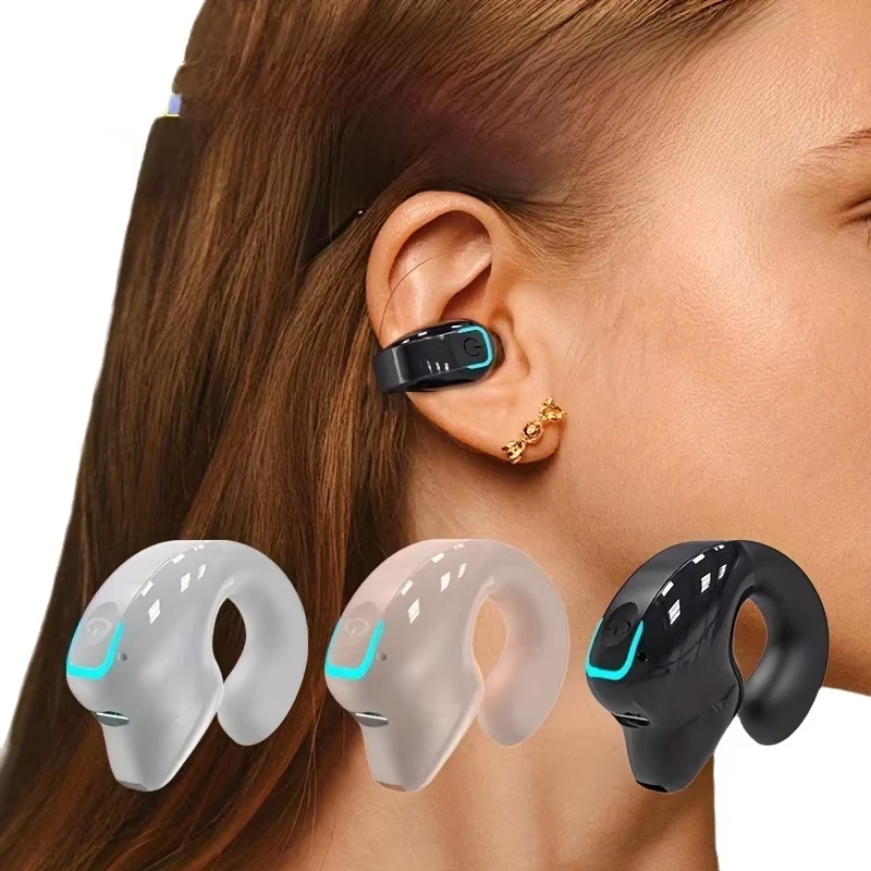 Open Ear Air Conduction Headphones - หูฟังไร้สายบลูทูธ TWS รองรับ 5.3 แบบคลิปหนีบหู หูฟังแบบกระดูก