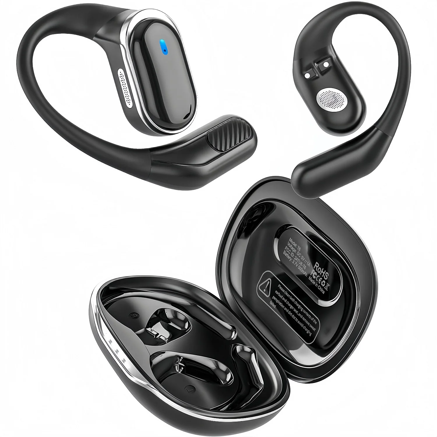 Open Ear Air Conduction Headphones - หูฟังบลูทูธไร้สายพร้อมไมโครโฟน หูฟังแบบคล้องหู ระบบนำเสียงผ่านอากาศ ตัดเสียงรบกวน สำหรับ Xiaomi