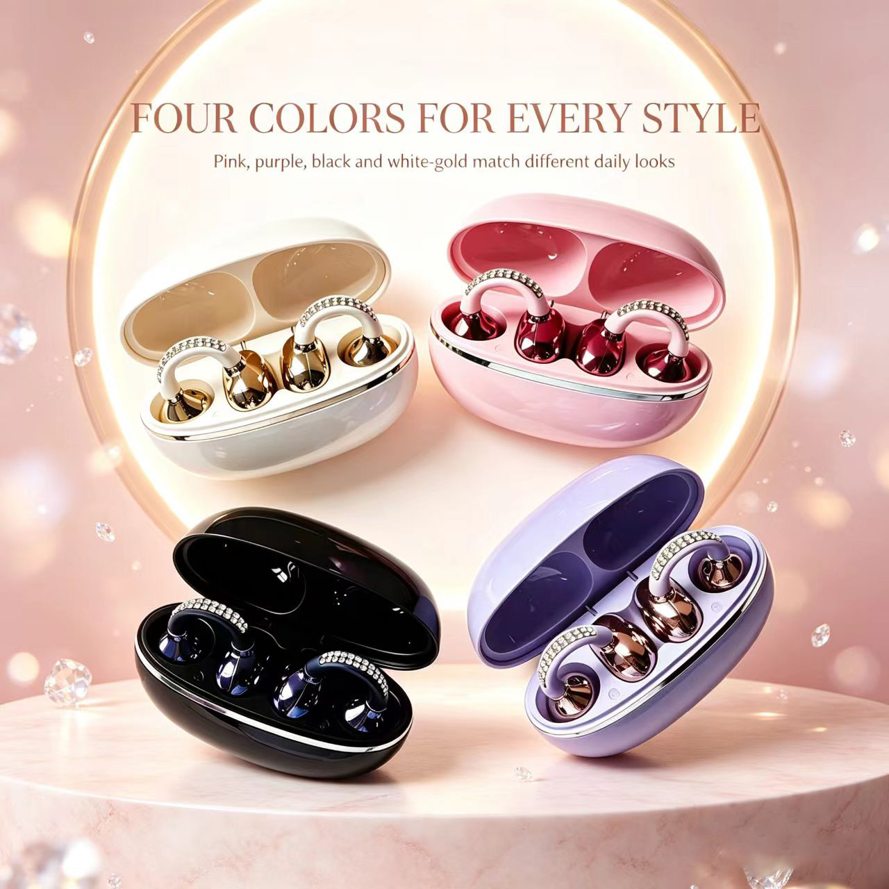 หูฟังไร้สายแบบหนีบหู Rhineston - Open Ear Air Conduction Headphones บทวิจารณ์และราคา