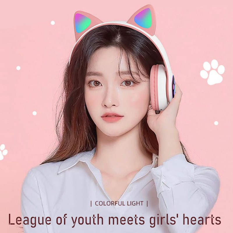 กระพริบ LED น่ารักหูแมวหูฟังชุ - Cat Ear Bluetooth Headset Led บทวิจารณ์และราคา
