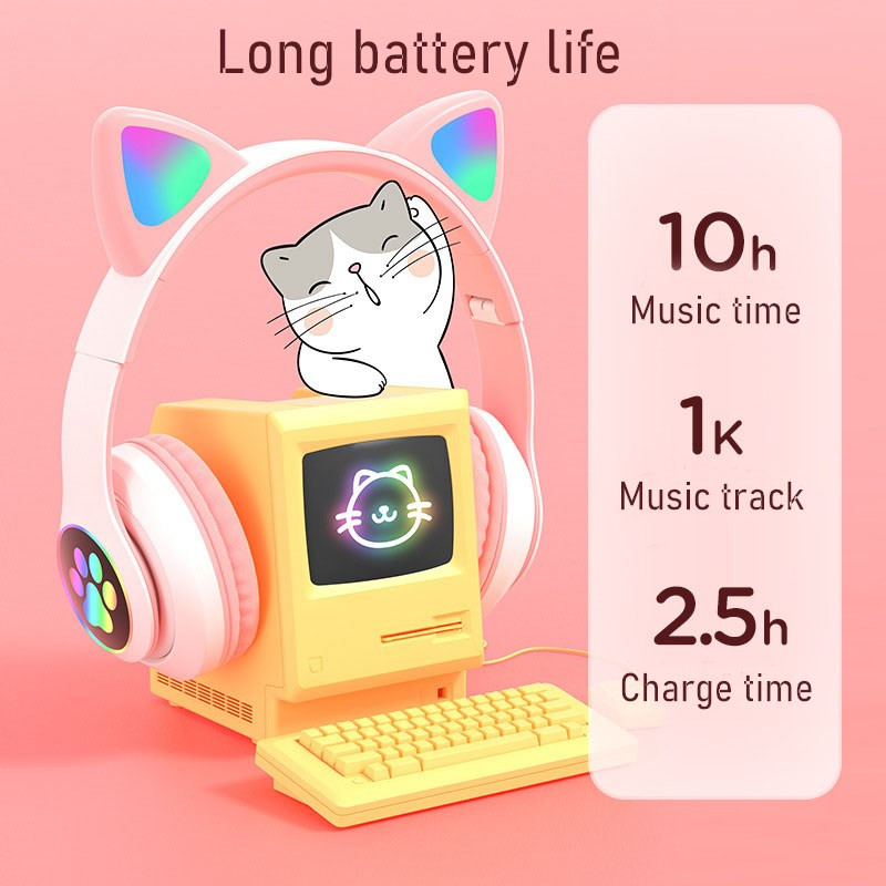 กระพริบ LED น่ารักหูแมวหูฟังชุ - Cat Ear Bluetooth Headset Led บทวิจารณ์และราคา