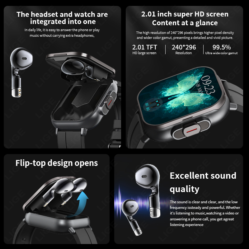 LIGE สมาร์ทวอทช์ 2-in-1 รุ่นให - Tws Earbuds Bluetooth 5.3 บทวิจารณ์และราคา