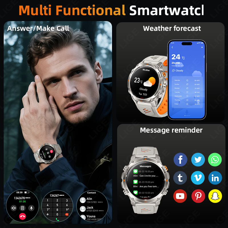 นาฬิกาสมาร์ทวอทช์ LIGE รุ่นทนท - Smartwatches บทวิจารณ์และราคา