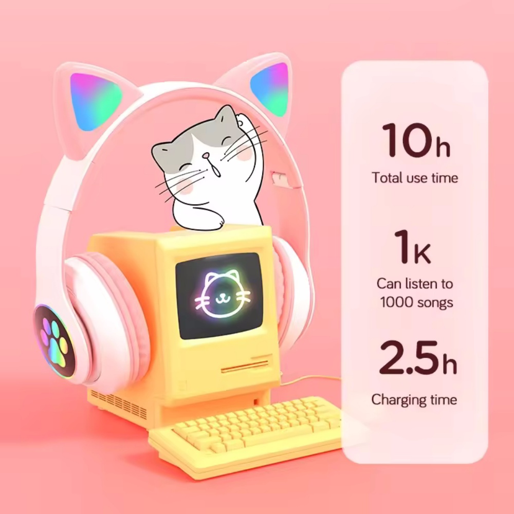 ชุดหูฟังบลูทูธหูแมวน่ารักพร้อม - Cat Ear Bluetooth Headset Led บทวิจารณ์และราคา